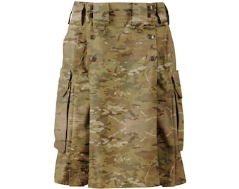 Utility kilt voor heren, tactische kilt met cargozakken, moderne werkkilt, verstelbare Schotse kilt