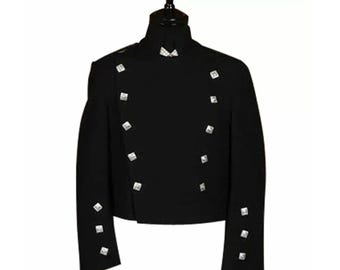 Handmade Scottish Black Montrose Doublet  Jacket For Men - Traditional Wool Wedding  Kilt Jacket - Highland Formal Wear