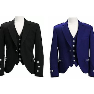 Kilt en laine à carreaux et à carreaux écossais pour hommes - Veste à carreaux faite main - Veste kilt pour mariage | Poitrine de 34 à 54 pouces