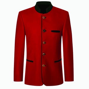 Men&#39;s Trachten Red German Bavarian Jacket Austrian Tyrol Loden Oktoberfest Wool Jacket