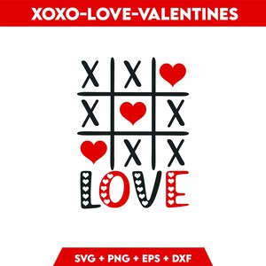Paquete SVG divertido de San Valentín: Hola San Valentín, Sé mío, XOXO Tres en raya para Cricut y Silhouette