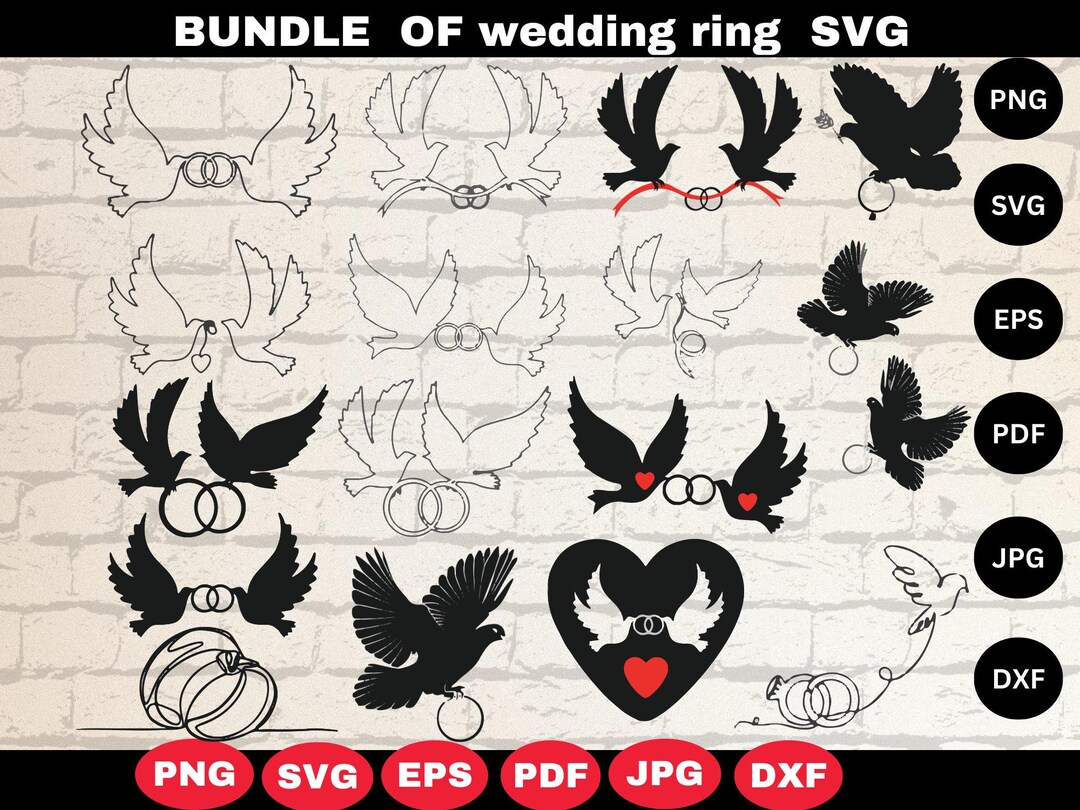 Wedding Ring SVG Bundle | Engagement Ring SVG Cut Files | Bride & Groom ...