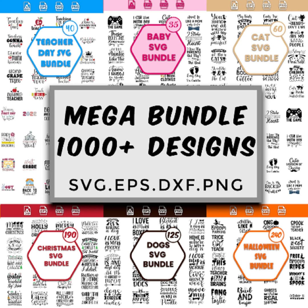 Mega SVG Bundle | Cricut Cut Files & PNG Sublimation | T-shirt Designs ...