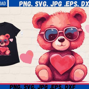 Osito de peluche de San Valentín SVG: Clipart de corazón para sublimación, tarjetas y manualidades - Descarga digital