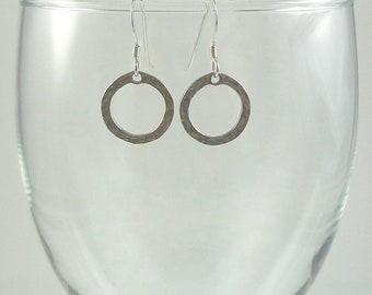 Sterling Silver Earrings Hammered Silver Minimalist Earrings Small Silver Hoop Earrings Hammered Sterling Dangle Earrings