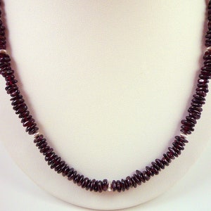 Garnet Necklace Sterling Silver Burgundy Garnet Gemstone Necklace Short Garnet Bead Strand image 2