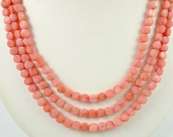 Extra Long Peach Coral Necklace Genuine Peach/Salmon Bamboo Coral Necklace 54 Inch Long Coral Necklace