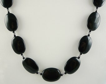 Black Jasper Gemstone Necklace Silver Onyx Jasper Gemstone Bead Necklace Black Bead Necklace Black Jasper Bead Necklace Onyx Silver Necklace