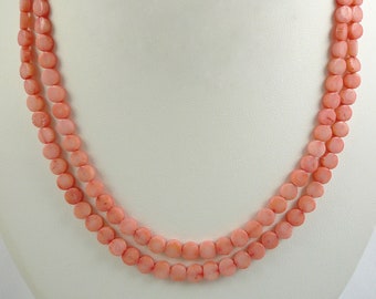 Long Peach Coral Necklace Genuine Peach/Salmon Bamboo Coral Necklace 34 Inch Long Coral Necklace