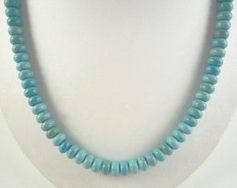 Turquoise Necklace Short Blue Turquoise Gemstone Bead Necklace Light Turquoise Magnesite Necklace Turquoise Blue Strand