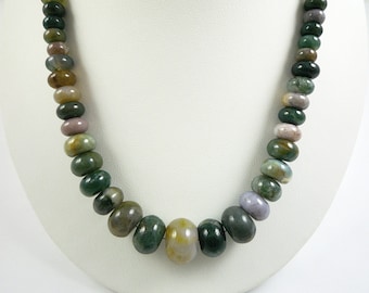 Fancy Jasper Necklace Graduated Jasper Gemstone Bead Necklace 18-Inch Multi-Colored Gemstone Necklace Short Fancy Jasper Indian Agate Beads