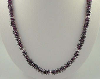 Garnet Necklace Sterling Silver Burgundy Garnet Gemstone Necklace Short Garnet Bead Strand