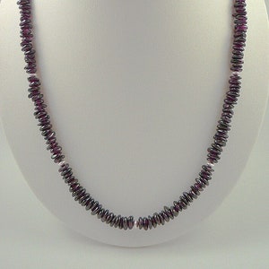 Garnet Necklace Sterling Silver Burgundy Garnet Gemstone Necklace Short Garnet Bead Strand image 1