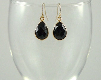 Onyx Earrings Gold Black Onyx Drop Earrings Onyx Gemstone Earrings Black Onyx Gold Filled Earrings Onyx Teardrop Earrings