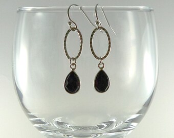 Black Spinel Drop Earrings Sterling Silver Black Spinel Gemstone Drop Earrings Spinel Sterling Drops Spinel Silver Dangle Earrings