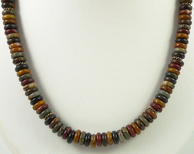 •AEON• red creek jasper + gold necklace (16