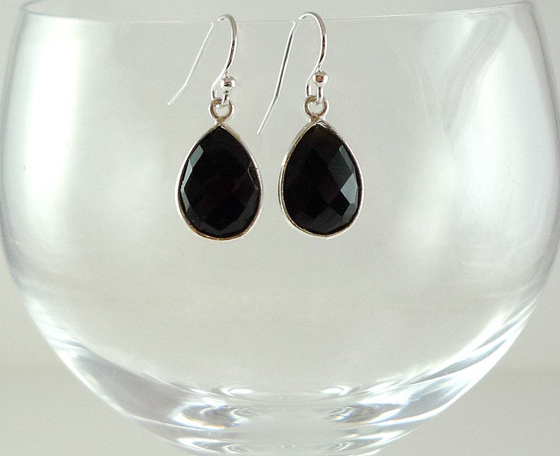 Black Spinel Drop Earrings Sterling Silver Black Spinel Gemstone Drop Earrings Spinel Sterling Drops Spinel Silver Dangle Earrings image 6