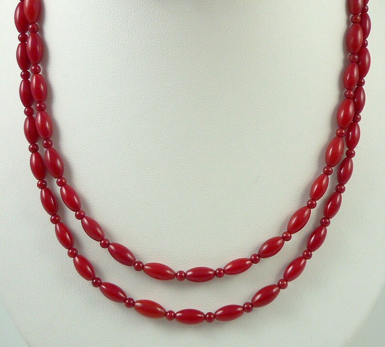 Long Peach Coral Necklace Genuine Peach/Salmon Bamboo Coral Necklace 34 Inch Long Coral Necklace image 5