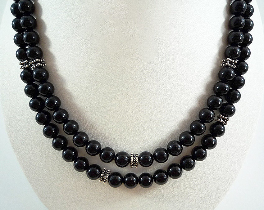 Black Onyx Necklace Gold Gemstone Necklace Black Bead Necklace | Etsy