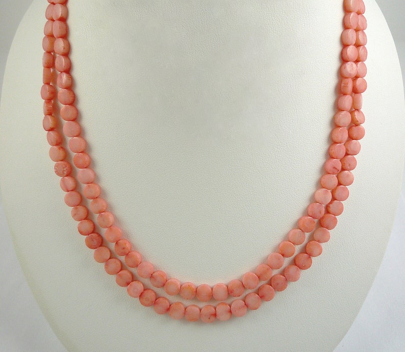 Long Peach Coral Necklace Genuine Peach/Salmon Bamboo Coral Necklace 34 Inch Long Coral Necklace image 1