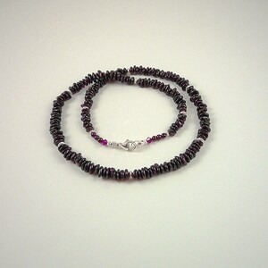 Garnet Necklace Sterling Silver Burgundy Garnet Gemstone Necklace Short Garnet Bead Strand image 4