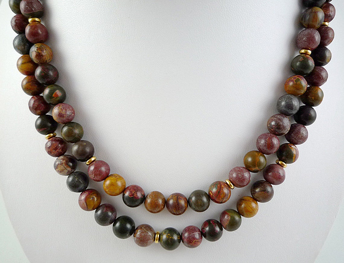 Long Jasper Necklace Gemstone Necklace Red Creek Jasper Etsy