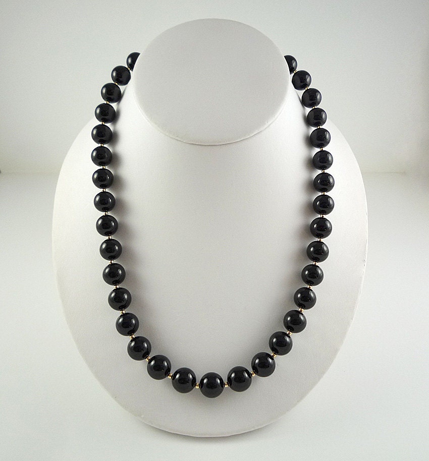 Black Onyx Necklace Gold Gemstone Necklace Black Bead Necklace | Etsy