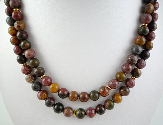 •AEON• red creek jasper smile + gold necklace (18
