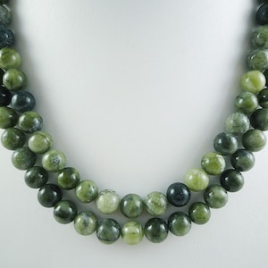 Long Green Jasper Bead Necklace Jasper Gemstone Necklace Long Saguaro Jasper Necklace Green Bead Necklace Long Jasper Strand