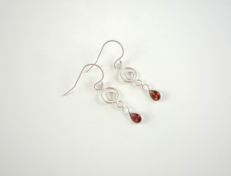 Garnet Drop Earrings Sterling Silver Garnet Gemstone Earrings Drop Earrings Garnet Sterling Drops image 3