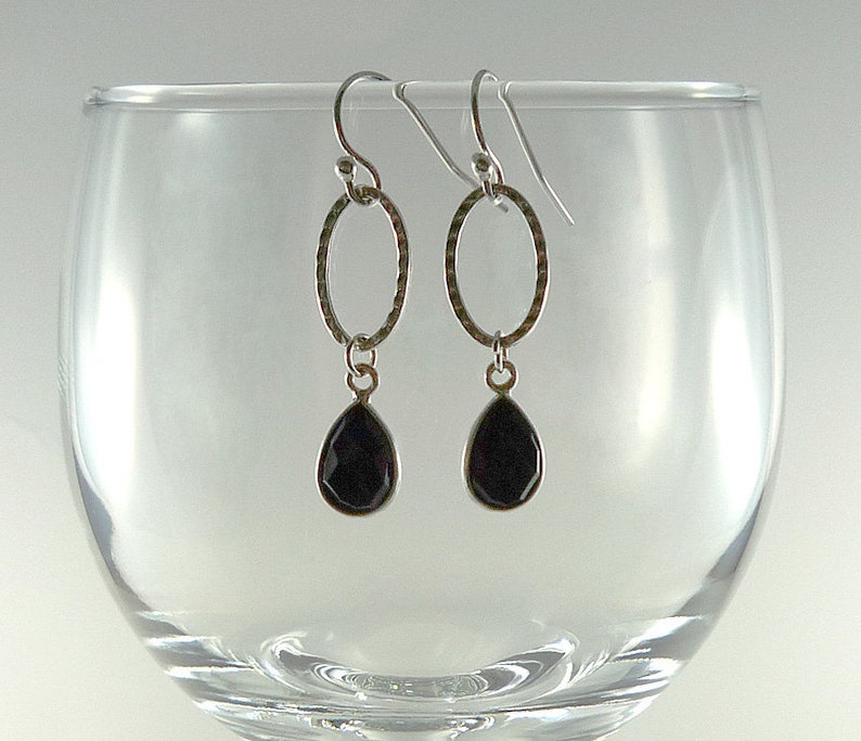 Black Spinel Drop Earrings Sterling Silver Black Spinel Gemstone Drop Earrings Spinel Sterling Drops Spinel Silver Dangle Earrings image 1