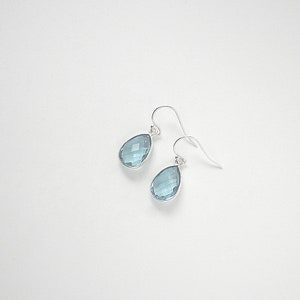 Blue Topaz Earrings Sterling Silver Blue Teardrop Gemstone Earrings Light Blue Dangle Earrings Sterling Silver Sky Blue Topaz Drop Earring image 2