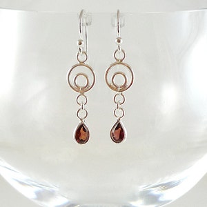 Garnet Drop Earrings Sterling Silver Garnet Gemstone Earrings Drop Earrings Garnet Sterling Drops image 1