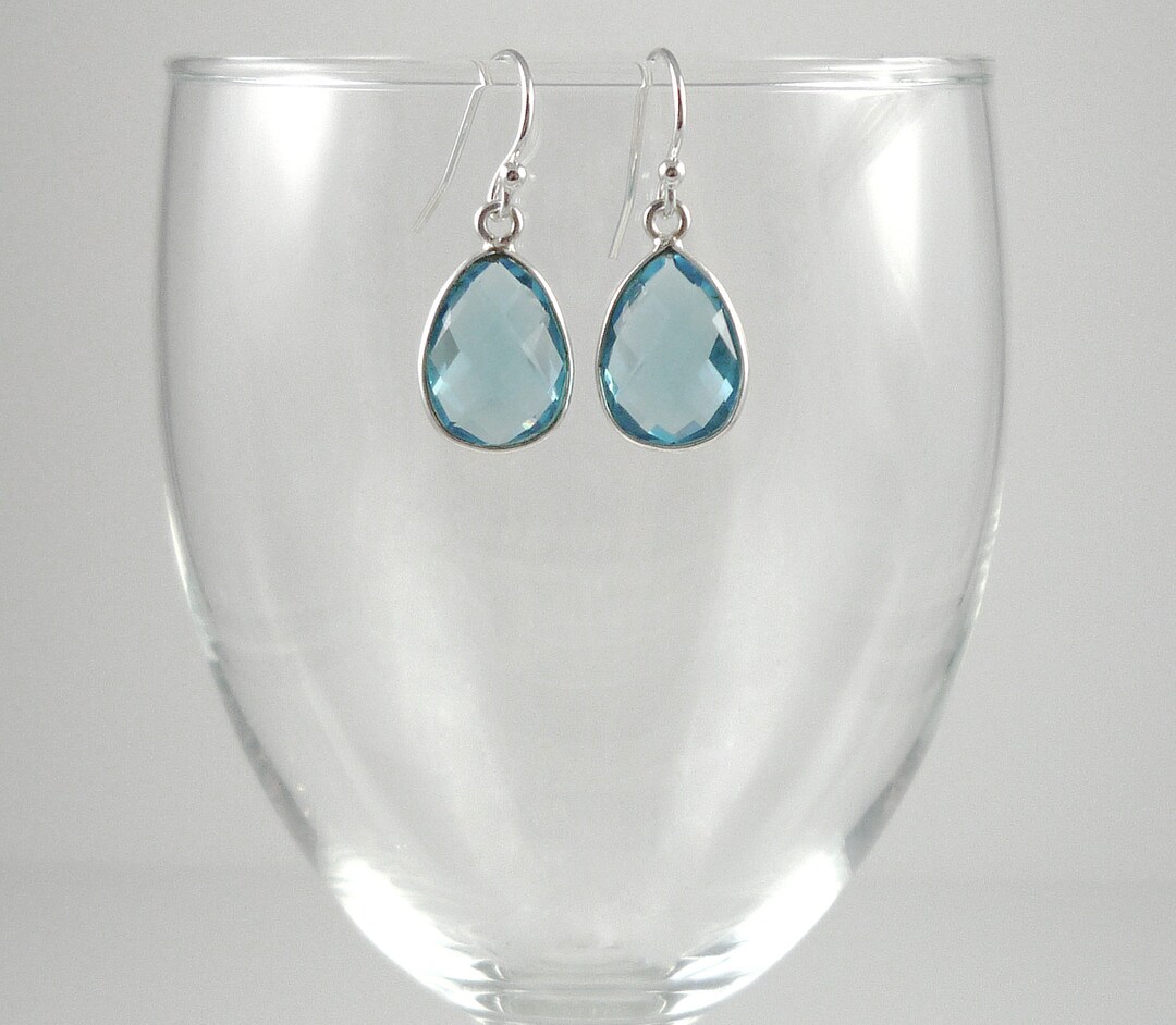 Blue Topaz & Chalcedony Sterling Silver Drop Earrings