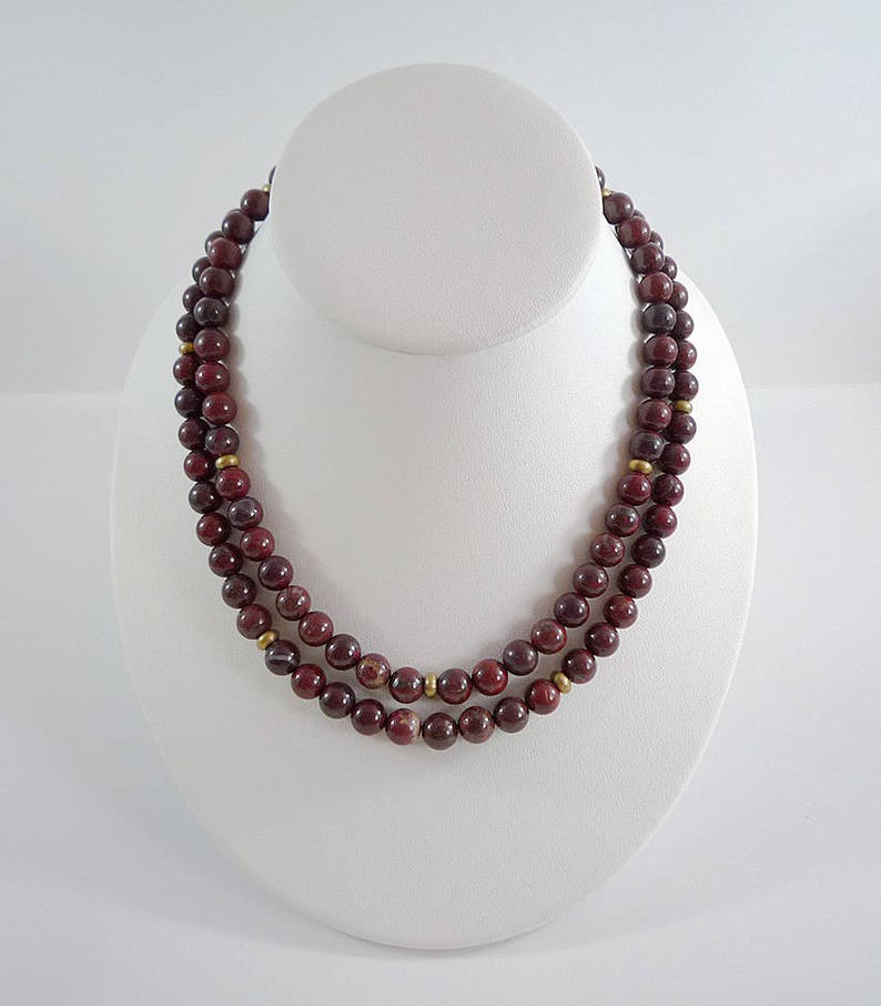 Long Red Poppy Jasper Necklace Gemstone Necklace Brecciated Etsy