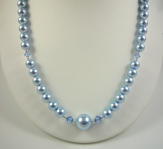 Swarovski crystal Pearl Emerald Rondelle Sterling Silver 27 inch necklace -  La Playa Gallery