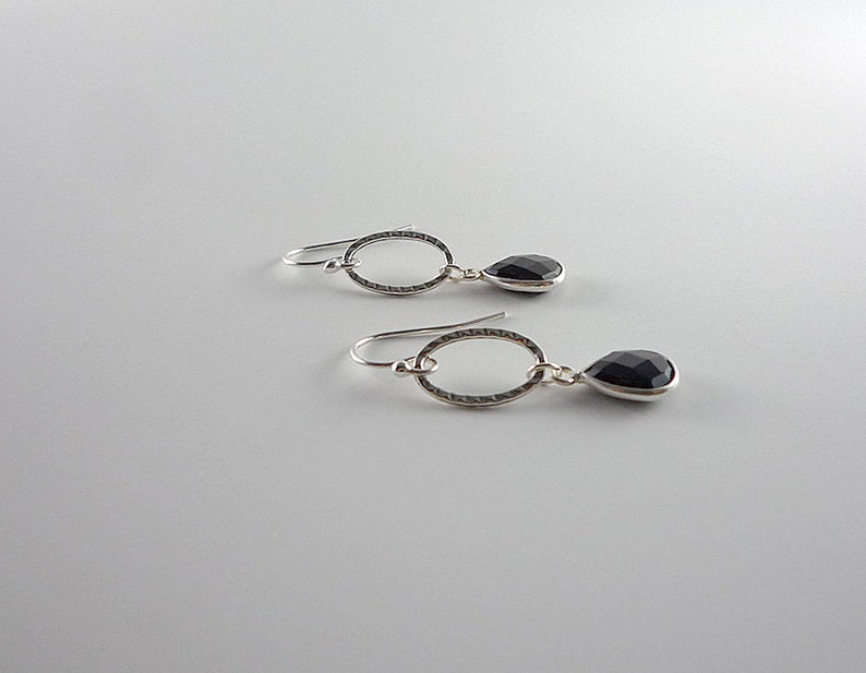 Black Spinel Drop Earrings Sterling Silver Black Spinel Gemstone Drop Earrings Spinel Sterling Drops Spinel Silver Dangle Earrings image 4