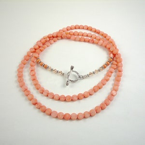 Long Peach Coral Necklace Genuine Peach/Salmon Bamboo Coral Necklace 34 Inch Long Coral Necklace image 4