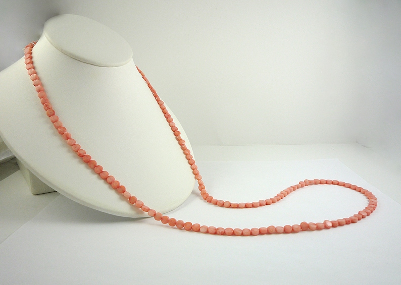 Long Peach Coral Necklace Genuine Peach/Salmon Bamboo Coral Necklace 34 Inch Long Coral Necklace image 3