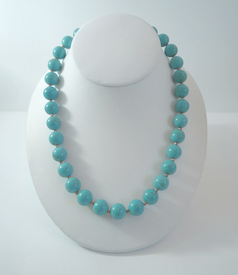 Turquoise Copper Necklace Turquoise Gemstone Bead Necklace | Etsy