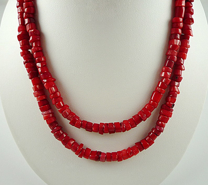 Long Peach Coral Necklace Genuine Peach/Salmon Bamboo Coral Necklace 34 Inch Long Coral Necklace image 6