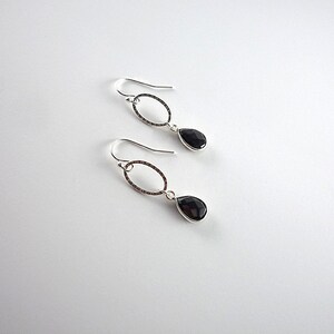 Black Spinel Drop Earrings Sterling Silver Black Spinel Gemstone Drop Earrings Spinel Sterling Drops Spinel Silver Dangle Earrings image 2