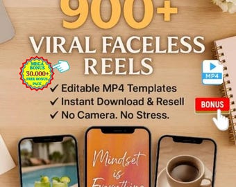 900+ Lustige Rollen Bündel PLR Viral Faceless Videos | Meme Clips Social-Media-Inhalte | Instagram TikTok Digitaler Download MRR Wiederverkaufsrechte