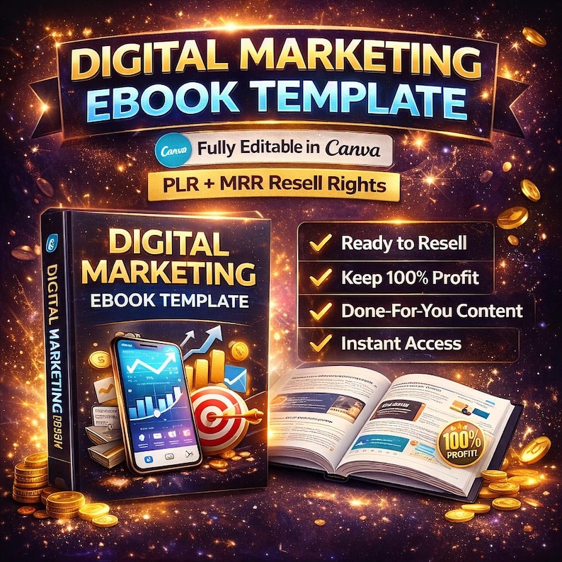 Digital Marketing Ebook With Master Resell Rights | PLR Template for ...