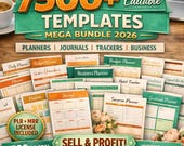 7500+ Canva Planner Templates 2026 Bundle | Editable Journals Trackers | Digital Products PLR MRR