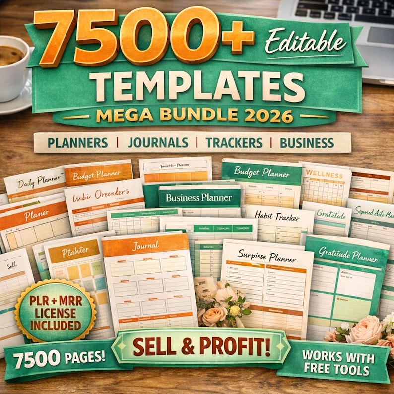 7500+ Canva Planner Templates 2026 Bundle | Editable Journals Trackers ...