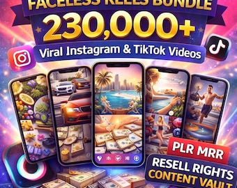 230K Viral TikTok Instagram Reels Bundle Faceless Video Content Creator Library PLR MRR