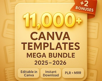 Canva Planner Templates Bundle 2026 | 11,000+ Printable & Editable Planners | PLR MRR Resell Rights