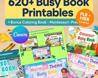 Más de 600 hojas de trabajo Montessori en Canva (paquete editable, PLR MRR), actividades para niños pequeños en edad preescolar, paquete de aprendizaje imprimible, recursos para la educación en el hogar.