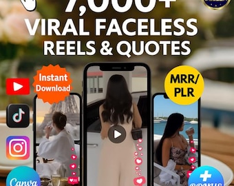 Viral Faceless Reels Vault 7000+ PLR MRR Digital Products MP4 Editable Templates Instant Download